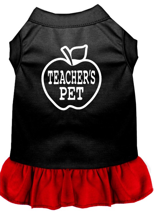 Teachers Pet Screen Print Dress Black with Red Med